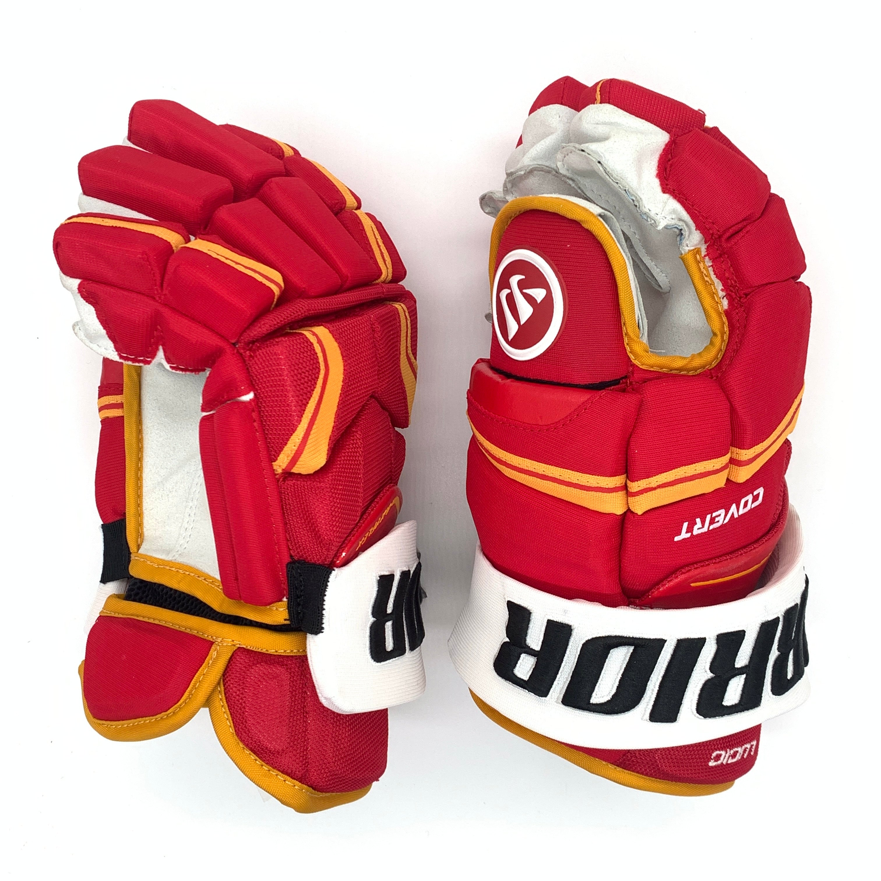 Warrior Covert QRE Pro - Gant NHL Pro Stock - Milan Lucic (Rouge/Jaune/Blanc)